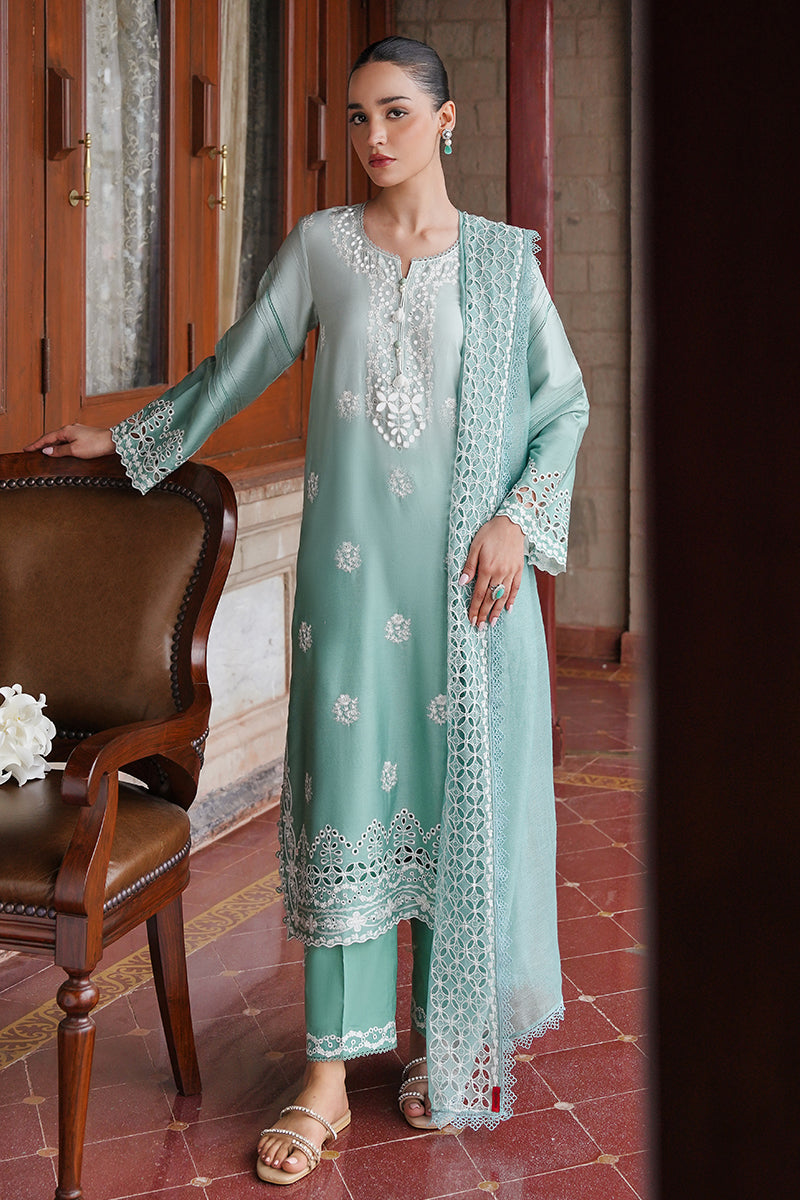 Cross Stitch | AQUA MELODY | 3PC SATIN EMBROIDERED SUIT