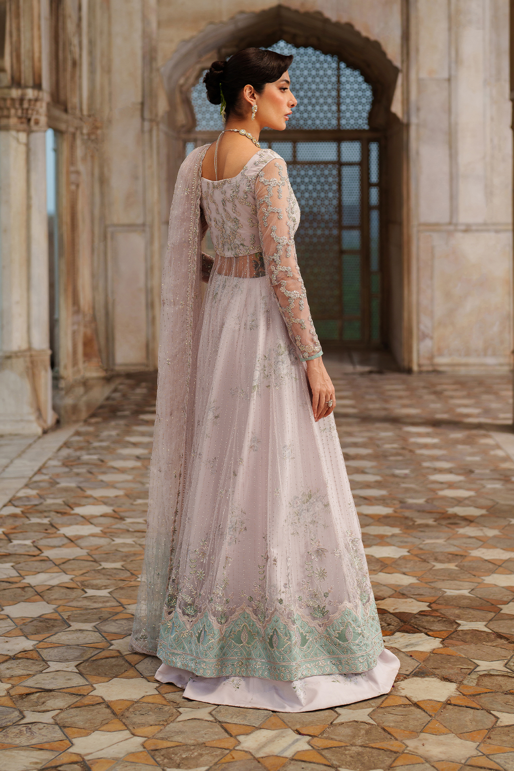 Iznik | Printed Formal | UE-552 Embroidered Net