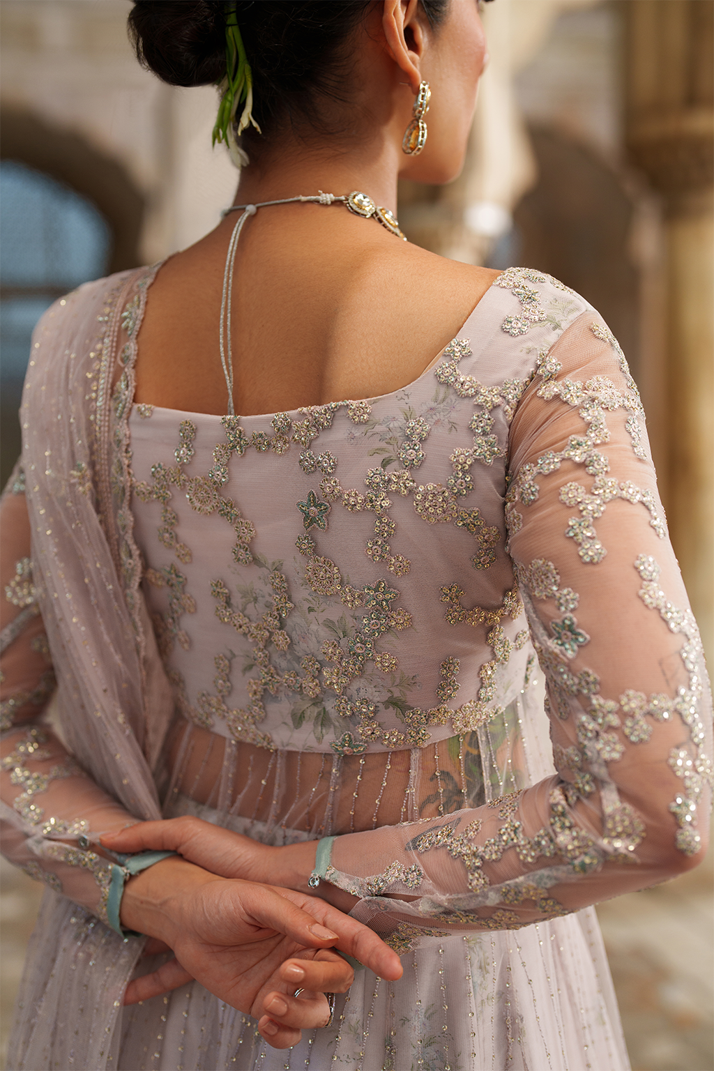 Iznik | Printed Formal | UE-552 Embroidered Net