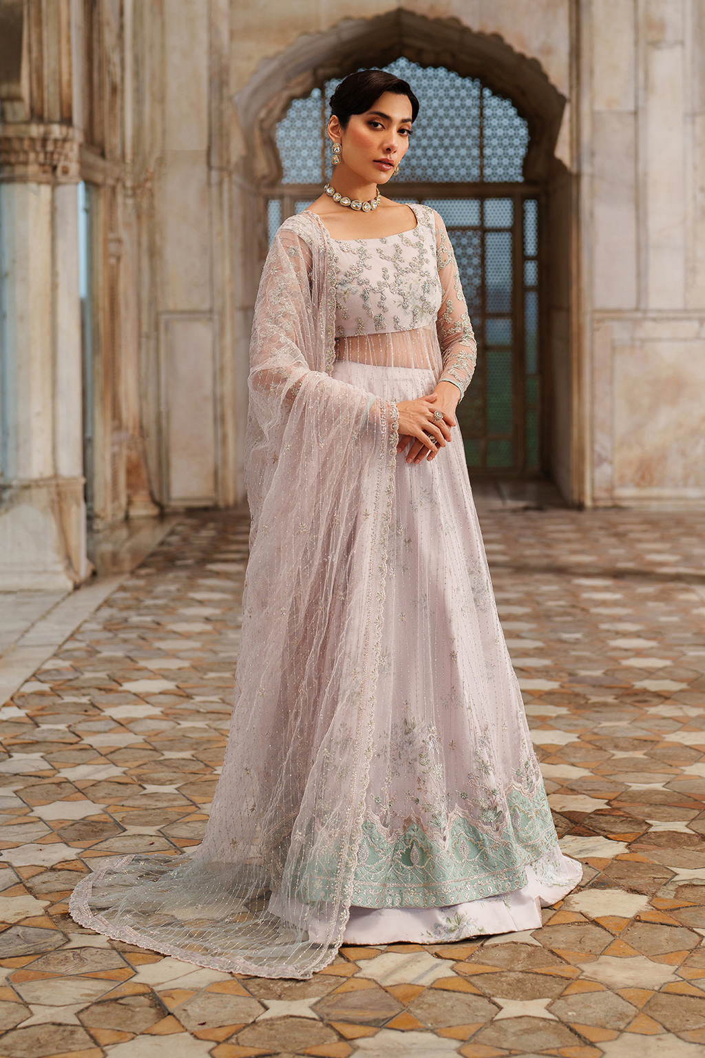 Iznik | Printed Formal | UE-552 Embroidered Net