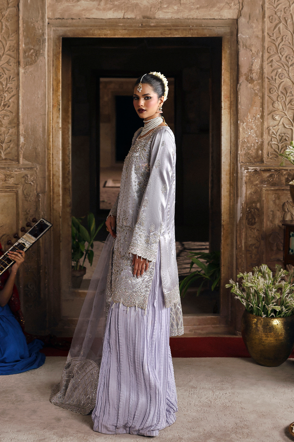 Front embroidery details of Emaan Adeel AABROO dress