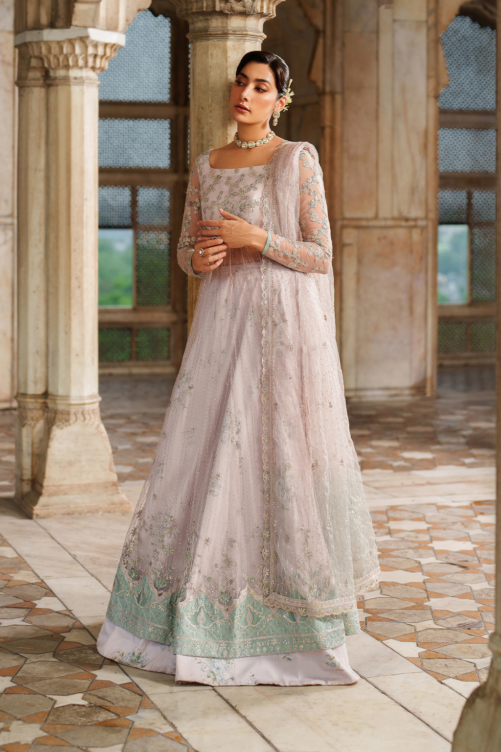 Iznik | Printed Formal | UE-552 Embroidered Net