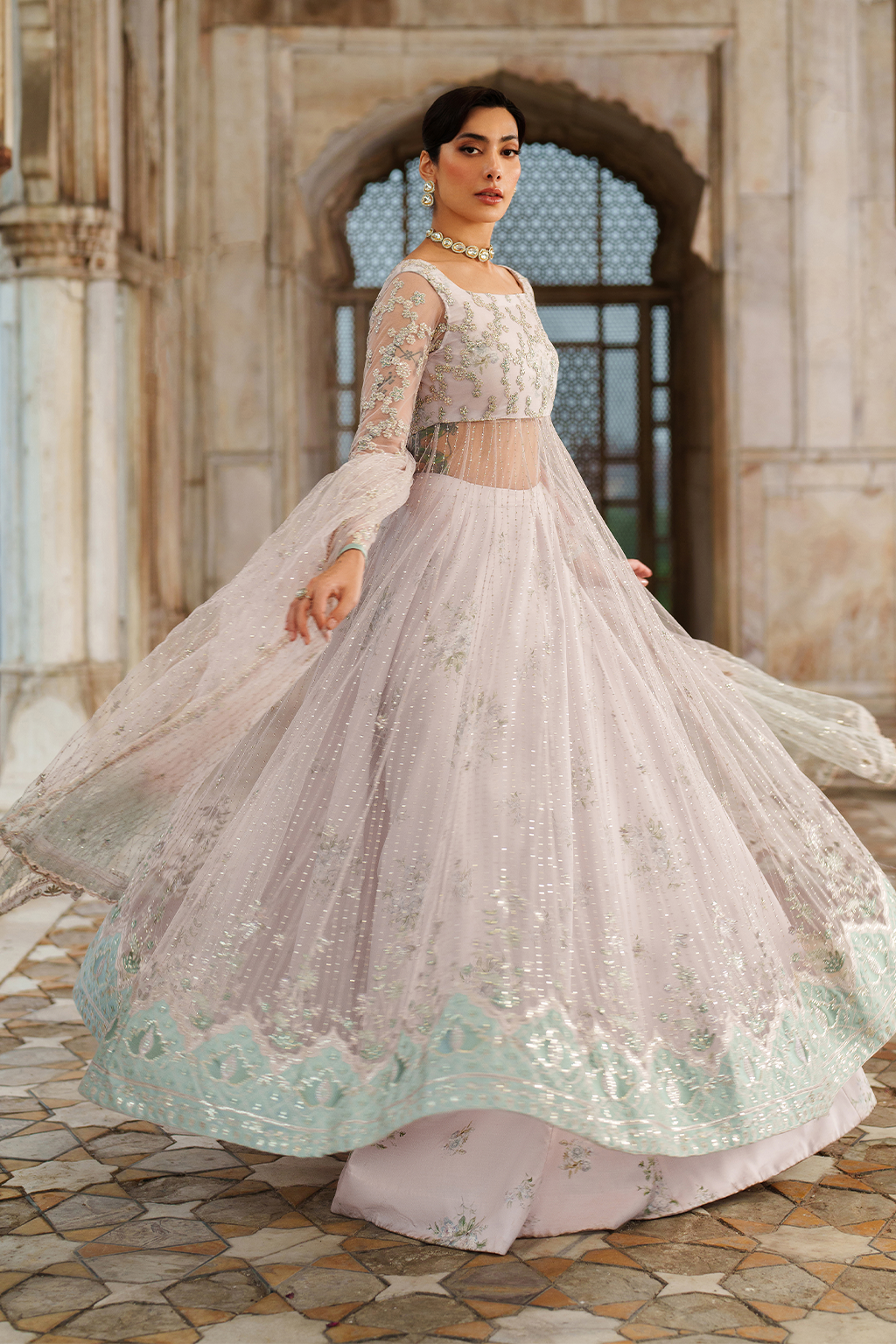 Iznik | Printed Formal | UE-552 Embroidered Net