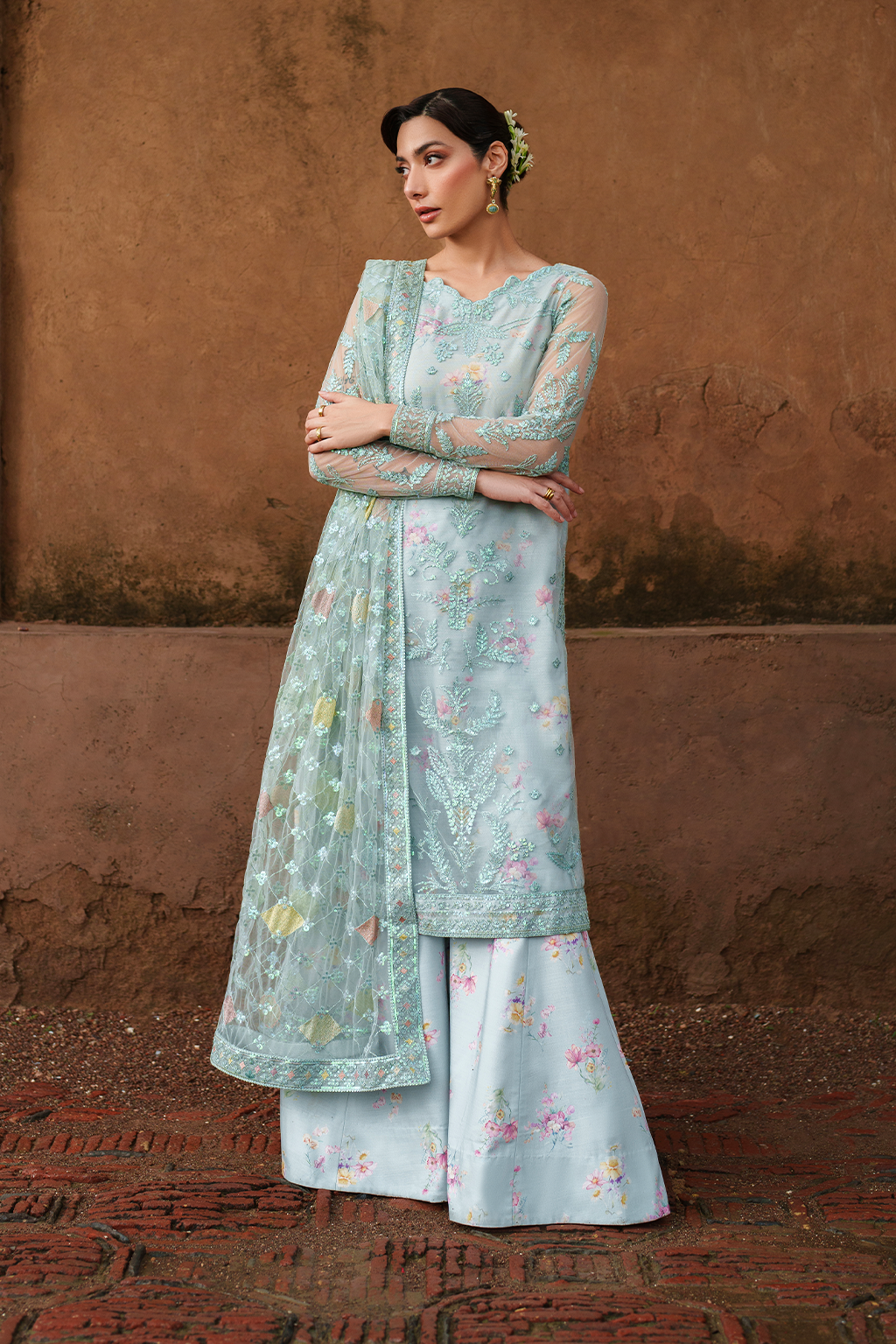 Iznik | Printed Formal | UE-535 Embroidered Net