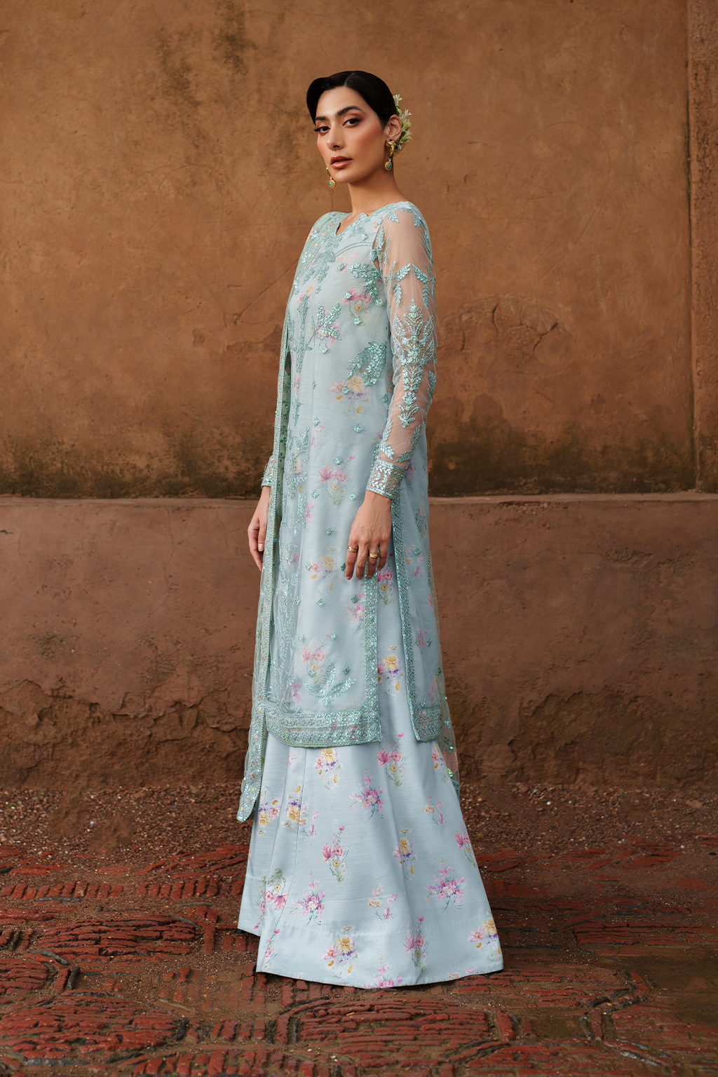 Iznik | Printed Formal | UE-535 Embroidered Net