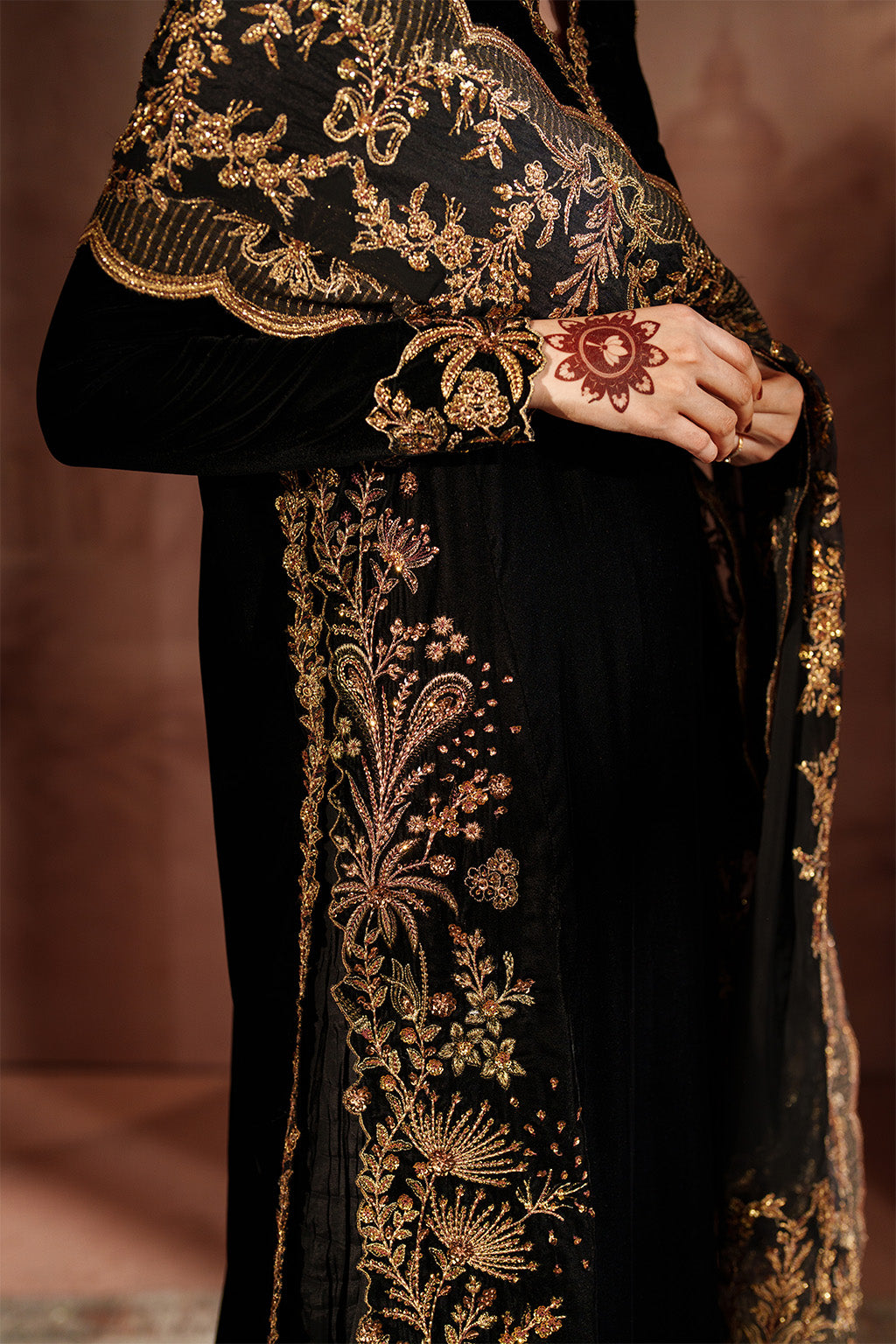Velvet farshi dress for wedding Pakistan