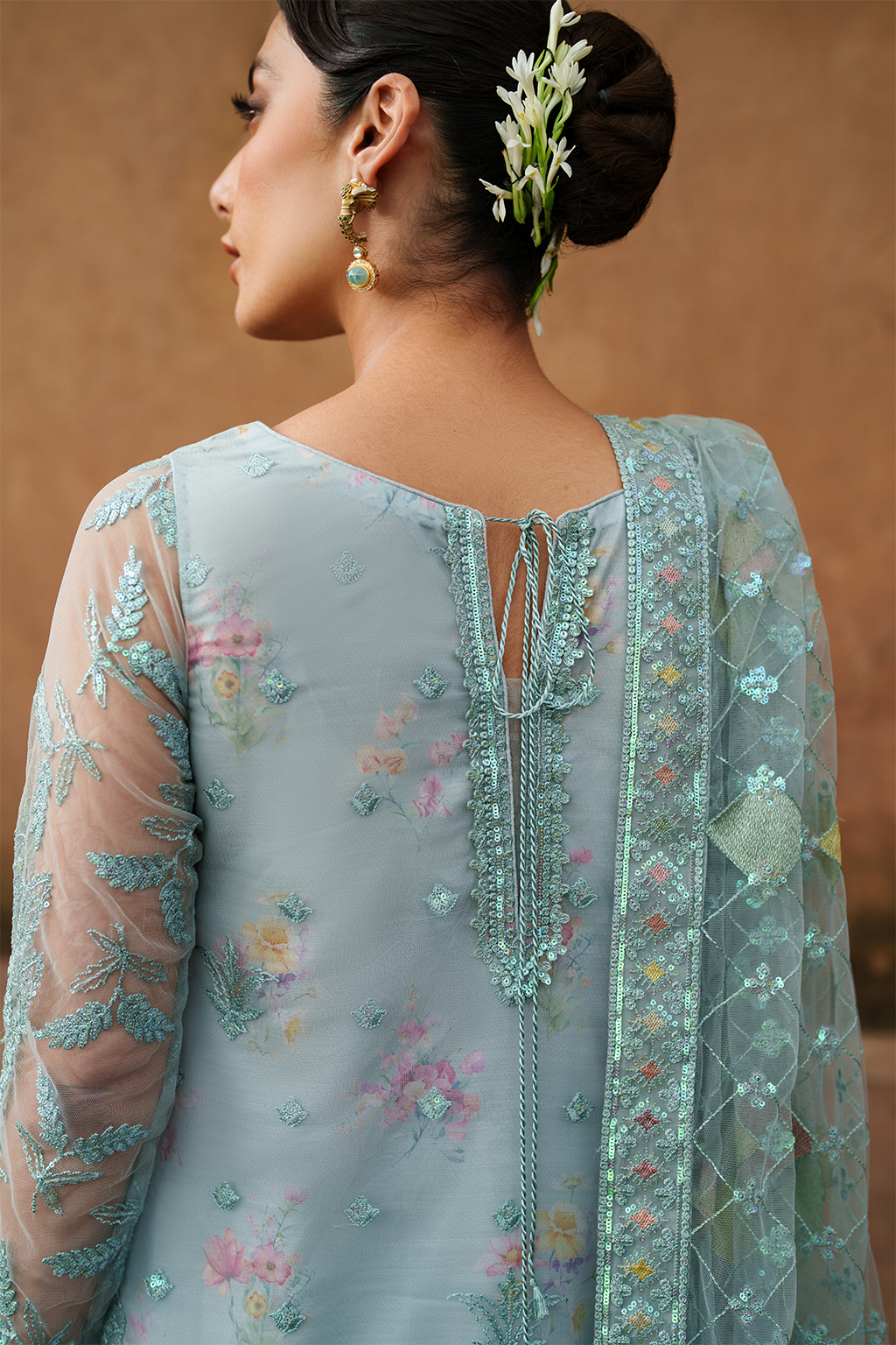 Iznik | Printed Formal | UE-535 Embroidered Net