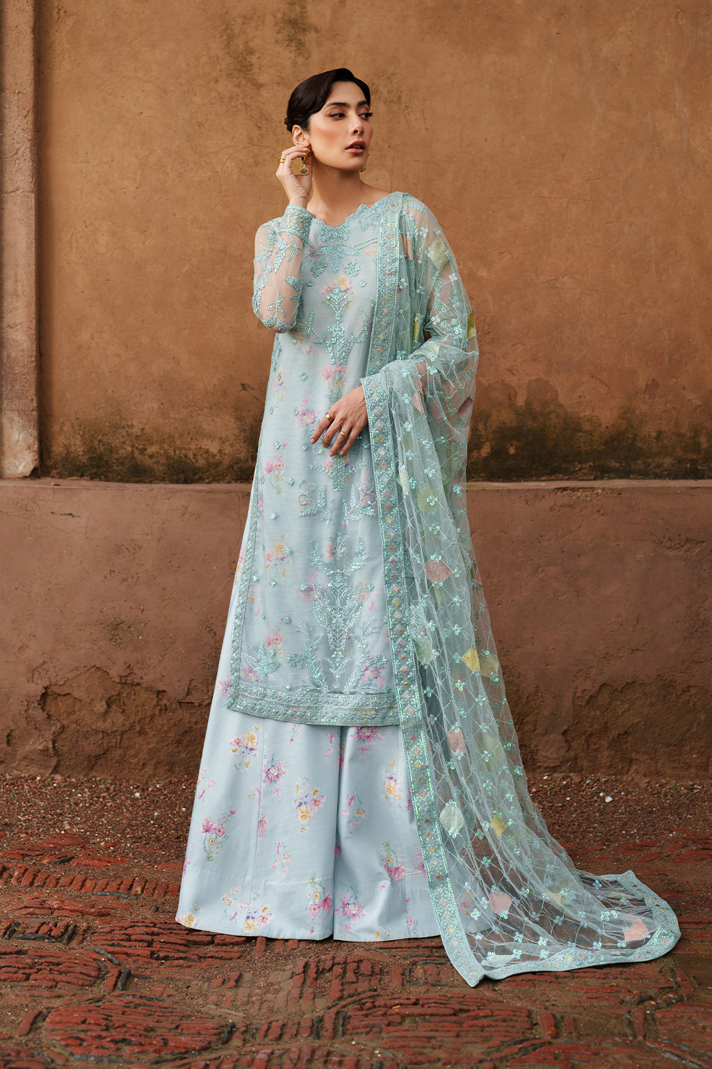 Iznik | Printed Formal | UE-535 Embroidered Net