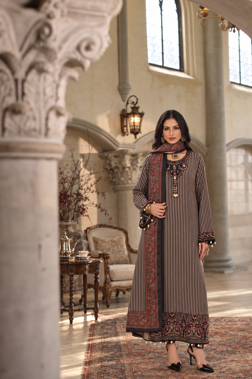 Saadia Asad D9 B - Classic Camel Pinstripes 01