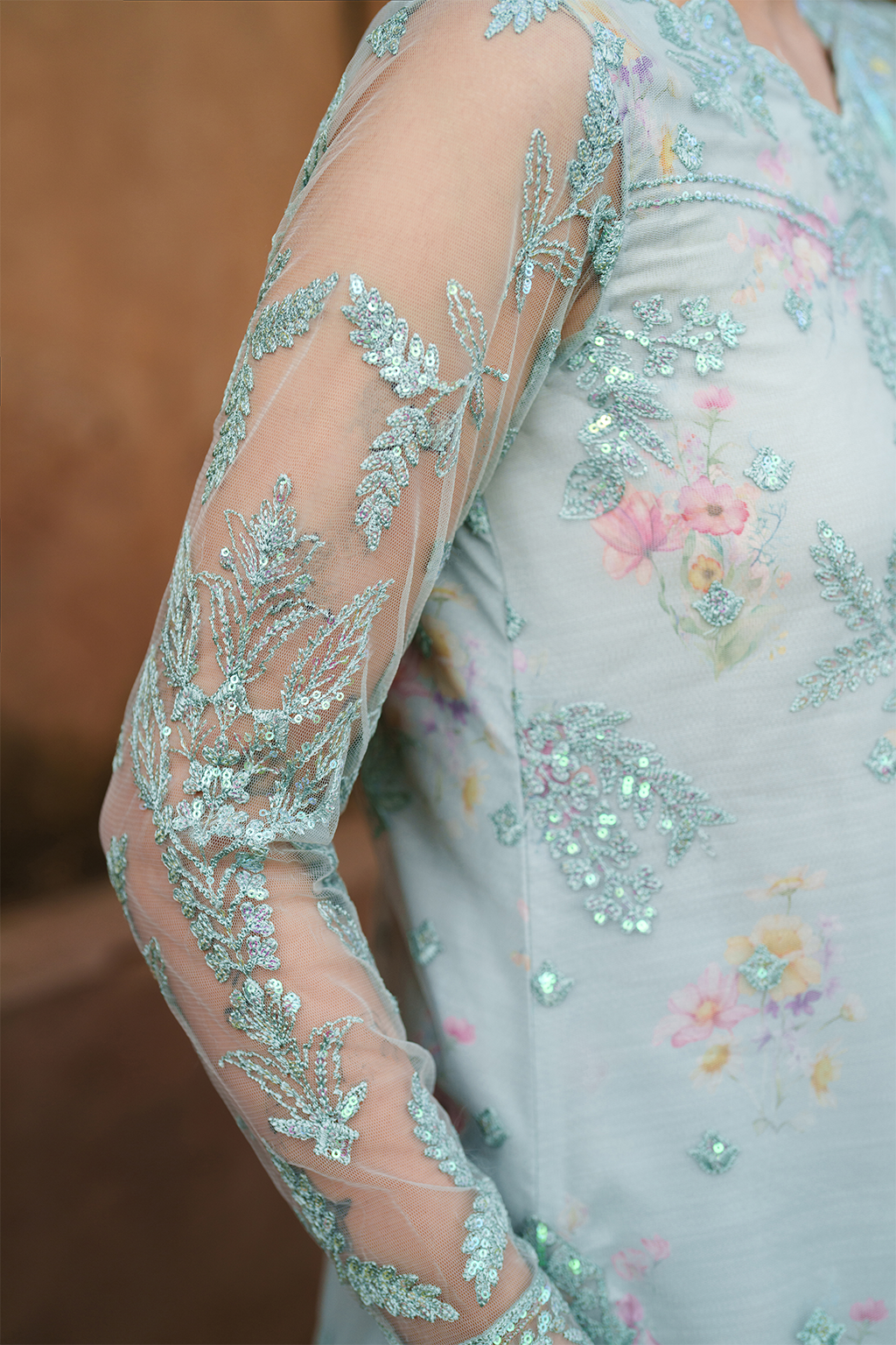 Iznik | Printed Formal | UE-535 Embroidered Net