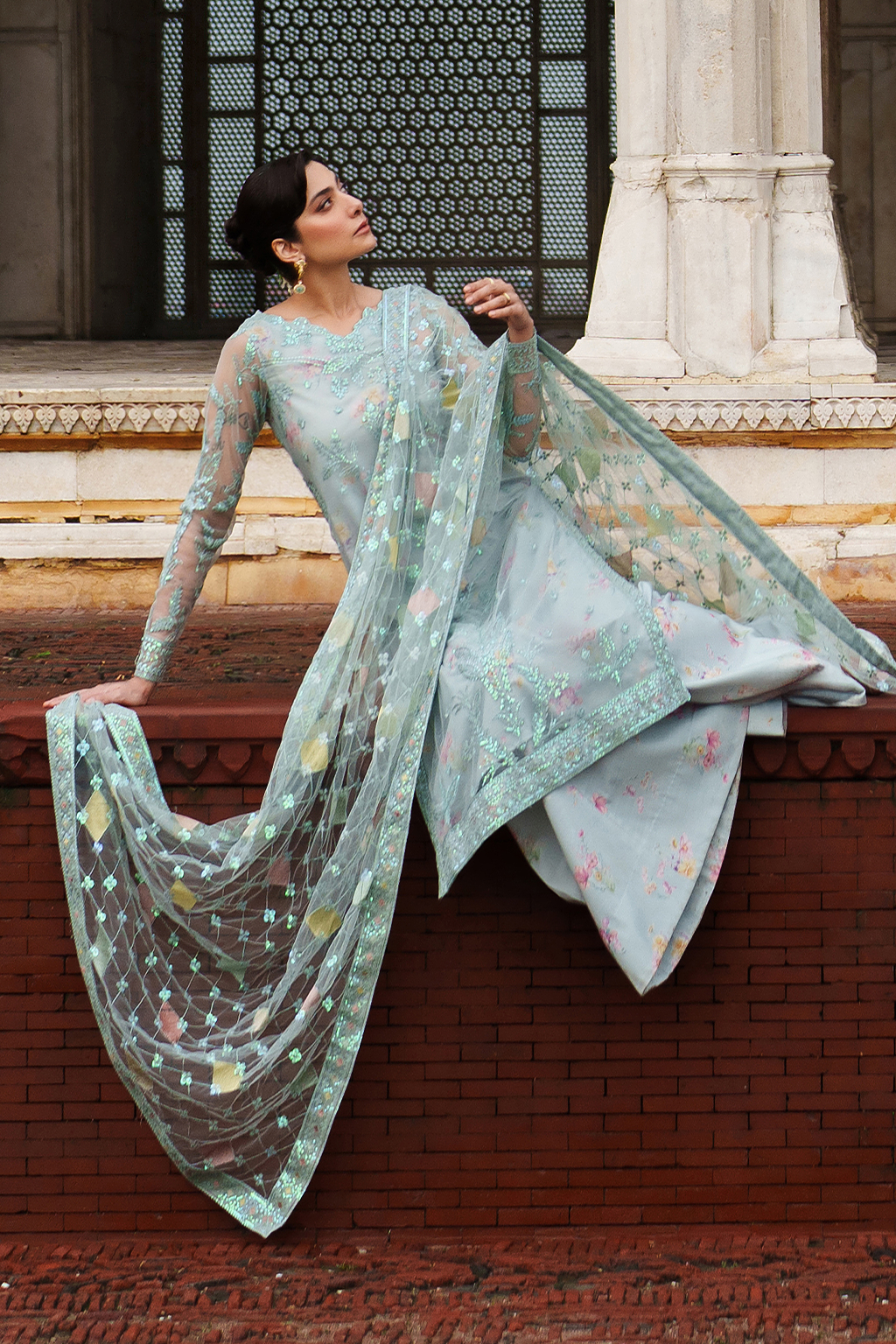 Iznik | Printed Formal | UE-535 Embroidered Net