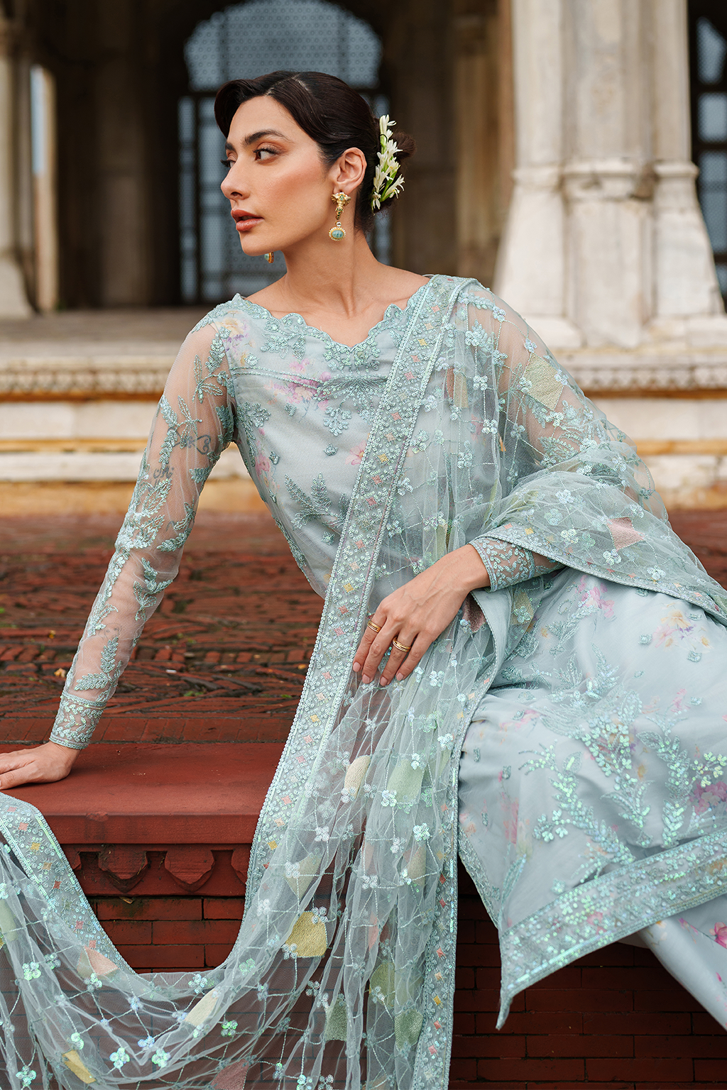 Iznik | Printed Formal | UE-535 Embroidered Net