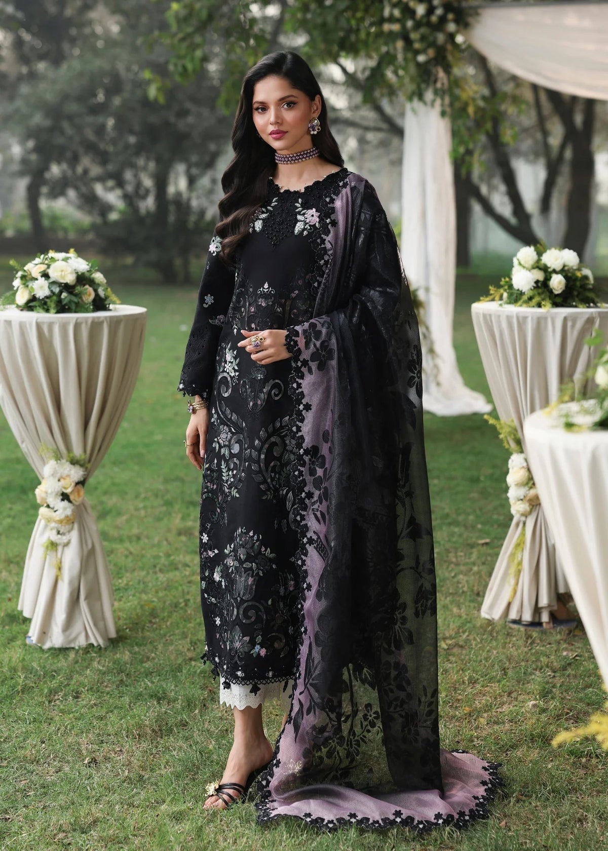 Sardinia Tales Of Petals Luxury Lawn '26 | MIDNIGHT BLOOM