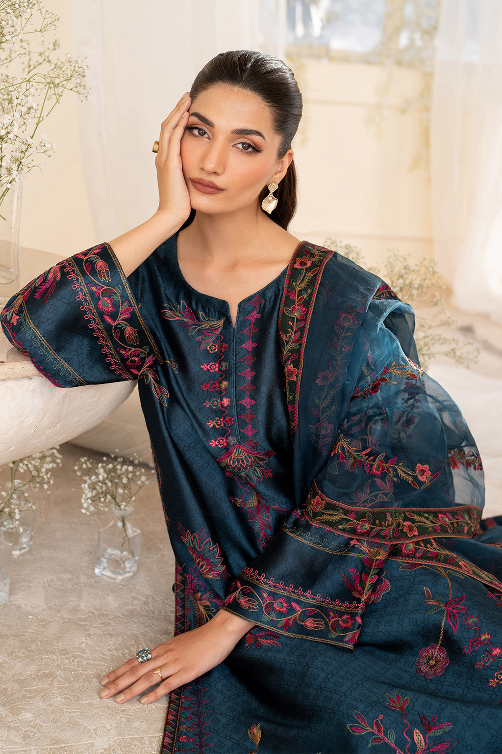 Iznik | Printed Formal | UE-379 Embroidered Pure Jacquard Silk