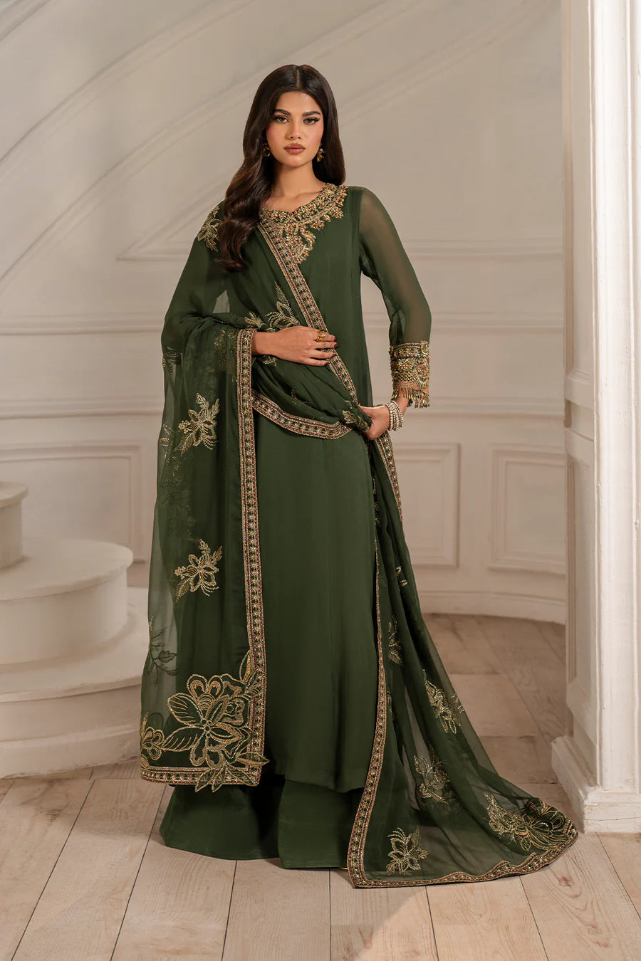 Iznik | Luxury Formal | UE-416 Embroidered Chiffon