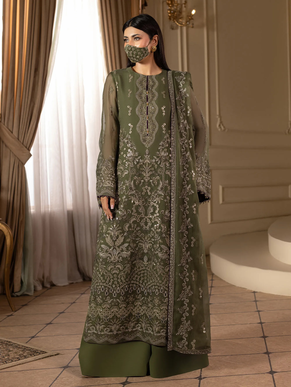 Chandni By Flossie | Orlena - 3 Piece Embroidered Chiffon Dress