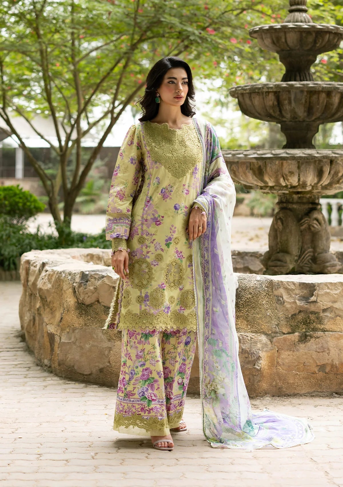 Elaf Signature Embroidered Lawn with Chiffon Collection Vol II '26 | ESG-8A OLIVIA
