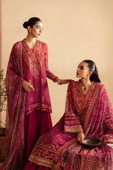 Xenia | ARISA | Embroidered Printed Chiffon Dress with Raw Silk Trouser