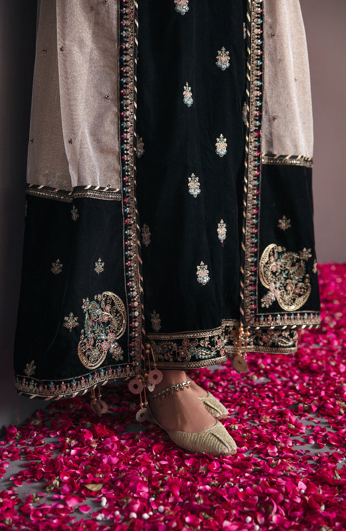 Aqs velvet formal dress by Emaan Adeel for wedding season