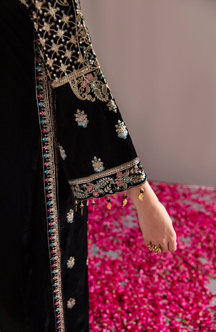 MK-08 Aqs embroidered velvet luxury dress by Emaan Adeel