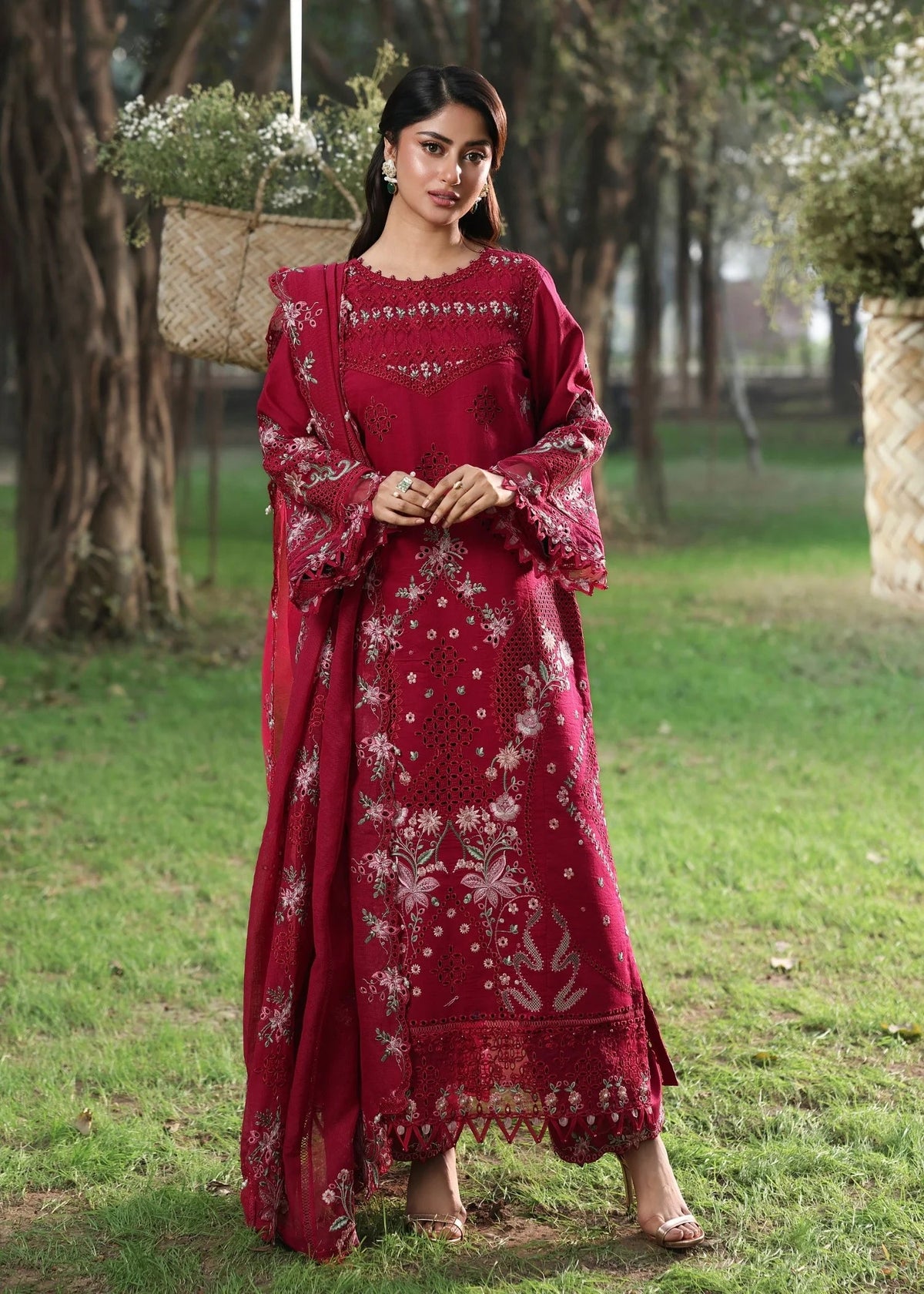Sardinia Tales Of Petals Luxury Lawn '26 | FLORAL FUCHSIA