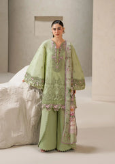 Elaf E-CRAFT - CHIKANKARI LAWN WITH CHIFFON DUPATTA '26 | EHC-6A BASIL