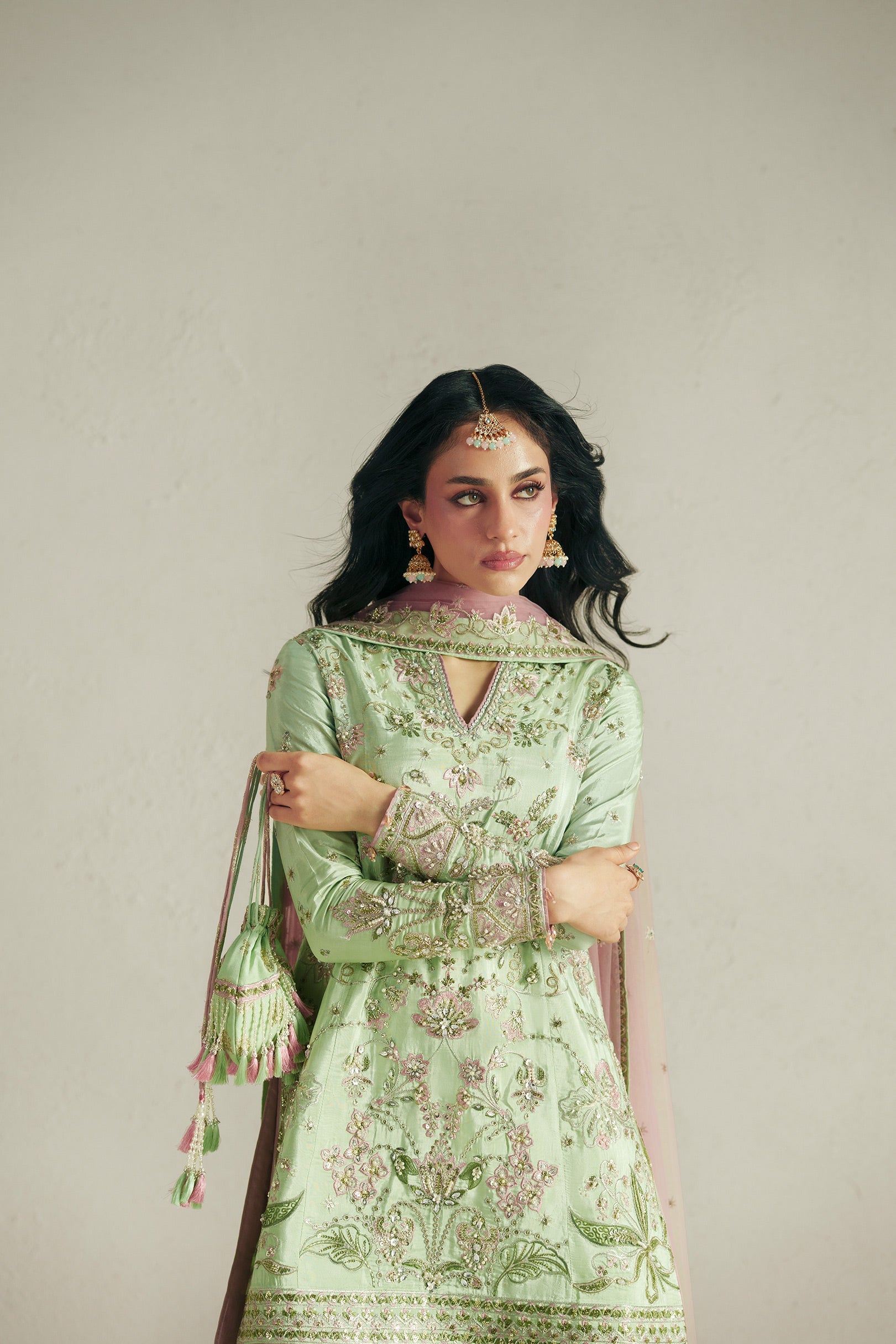 Vera Resham Mint Green Gharara Set