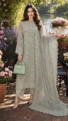 Nooriyah Luxury Embroidered Chiffon By Noor By Saadia Asad | D1 - Pistachio Mist