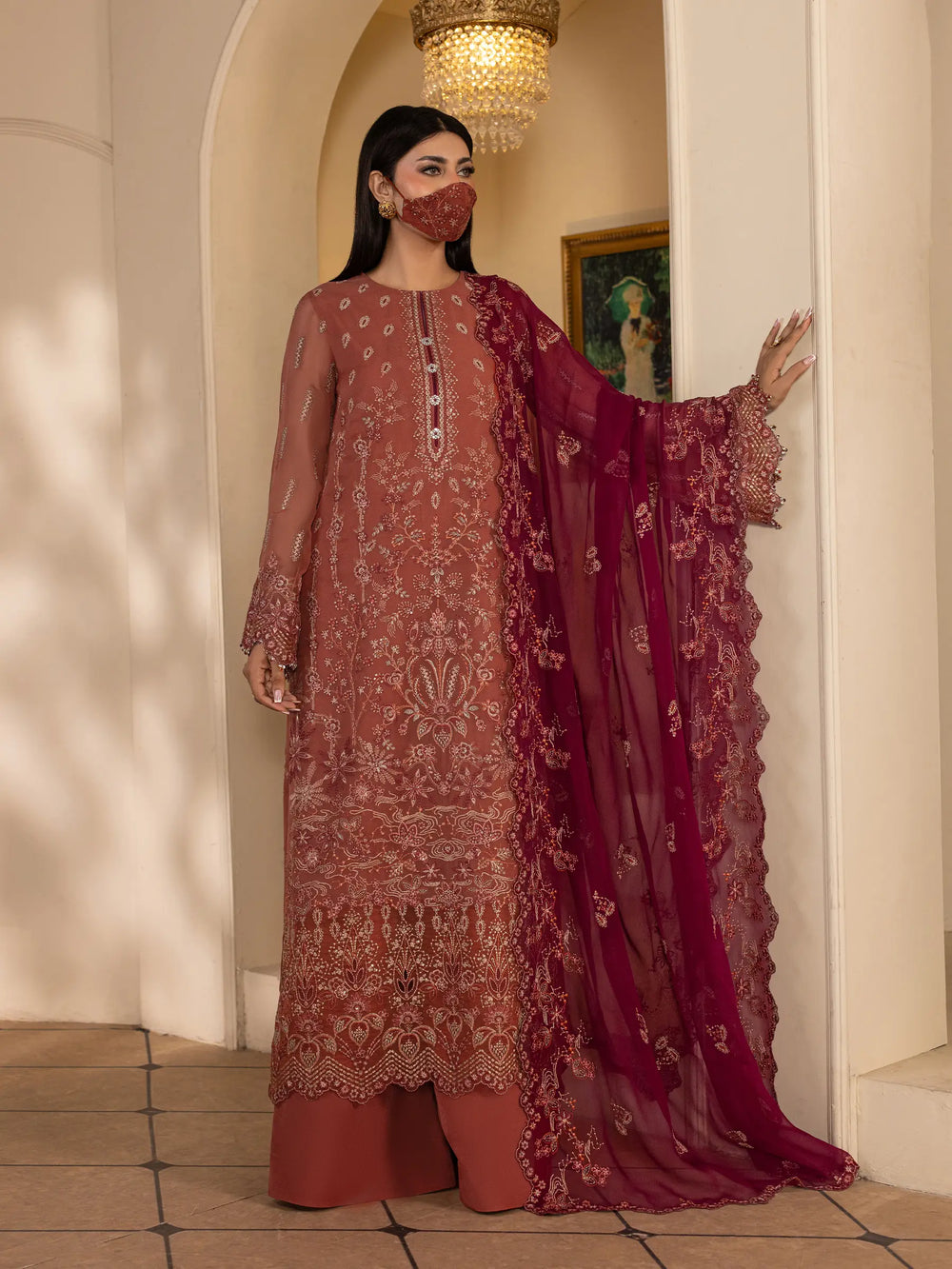 Chandni By Flossie | Gulrukh - 3 Piece Embroidered Chiffon Dress