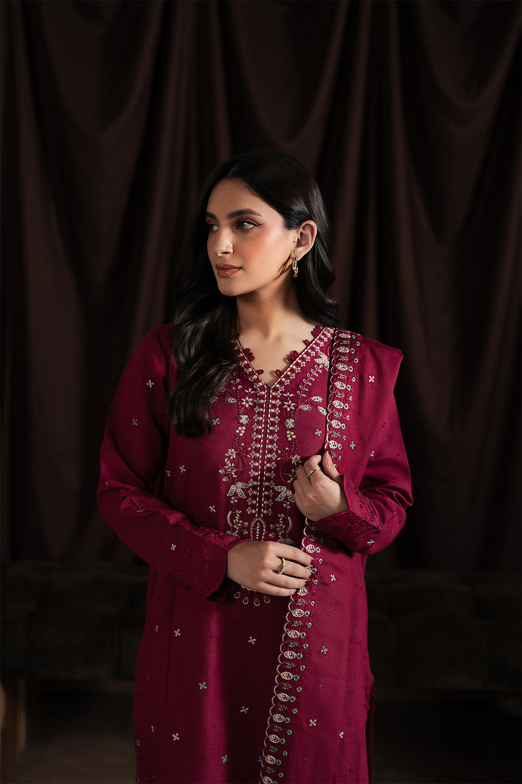 Neeshay | Merlot | Winter Reverie Karandi unstitch Collection