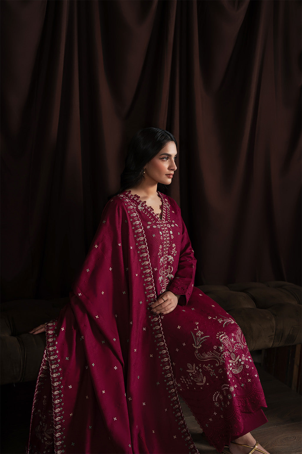 Neeshay | Merlot | Winter Reverie Karandi unstitch Collection