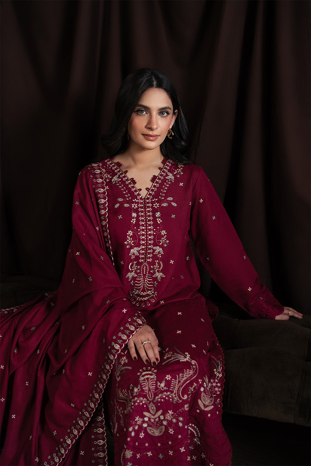 Neeshay | Merlot | Winter Reverie Karandi unstitch Collection