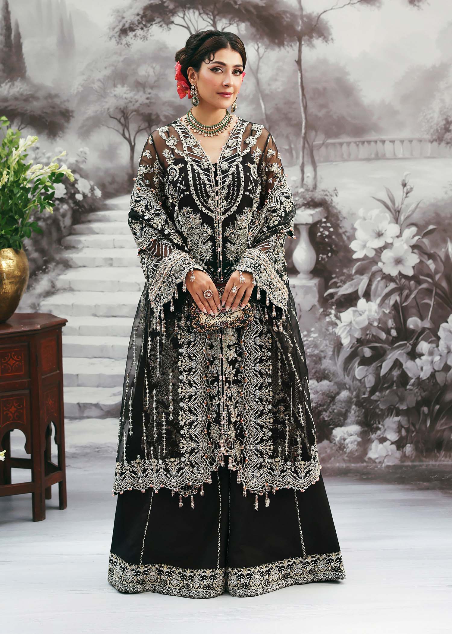 Kanwal Malik Maahi Festive Onyx Noir – Luxury Unstitched 2025