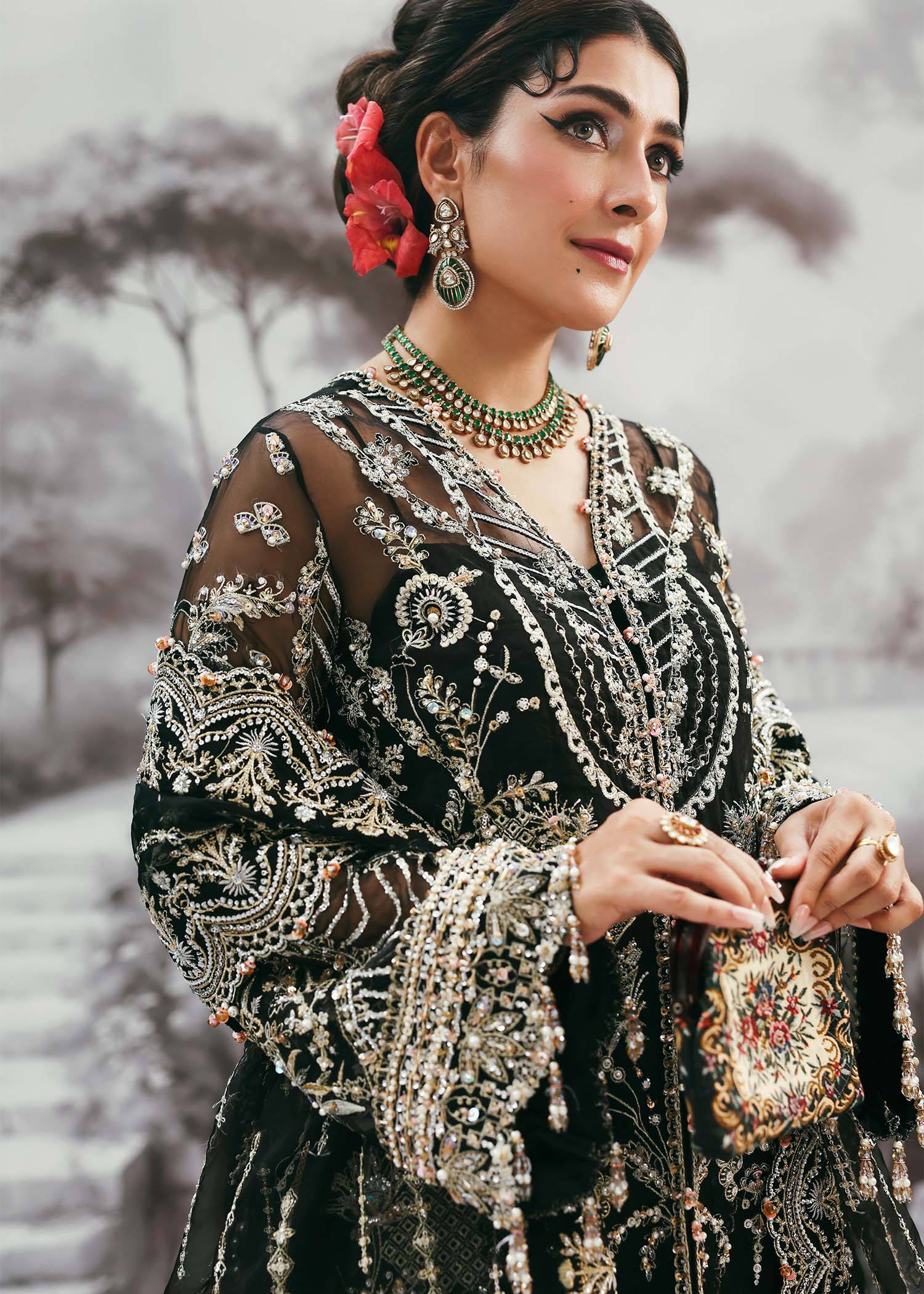 Kanwal Malik Maahi Festive Onyx Noir – Luxury Unstitched 2025