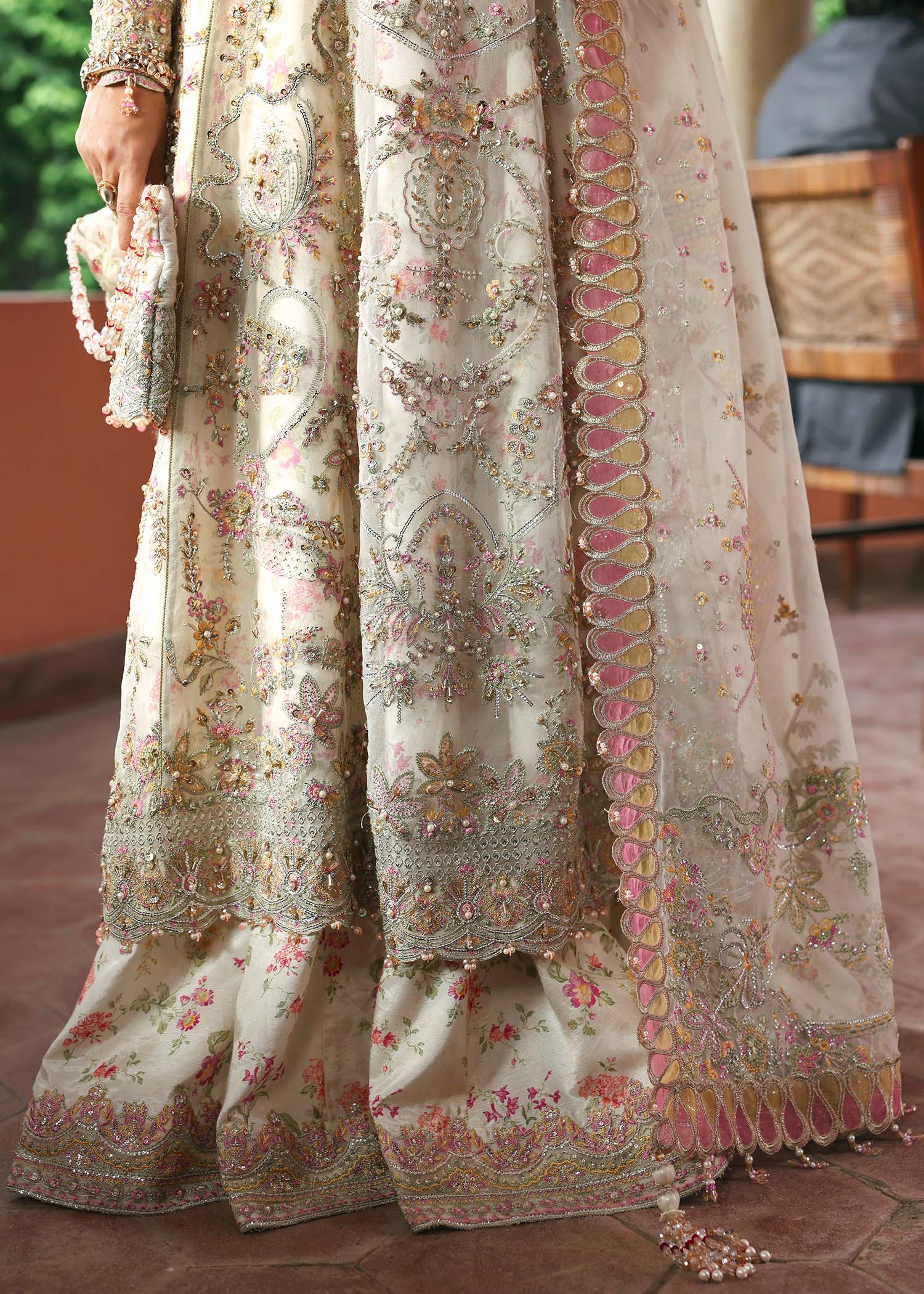 Kanwal Malik Maahi Festive 2025 Chanda in ivory – hand-embellished organza shirt with cutwork neckline, embroidered dupatta, and digital printed trouser available at Highway Fashion”