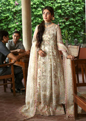 Kanwal Malik Maahi Festive 2025 Chanda in ivory – hand-embellished organza shirt with cutwork neckline, embroidered dupatta, and digital printed trouser available at Highway Fashion”