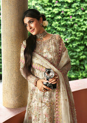 Kanwal Malik Maahi Festive 2025 Chanda in ivory – hand-embellished organza shirt with cutwork neckline, embroidered dupatta, and digital printed trouser available at Highway Fashion”