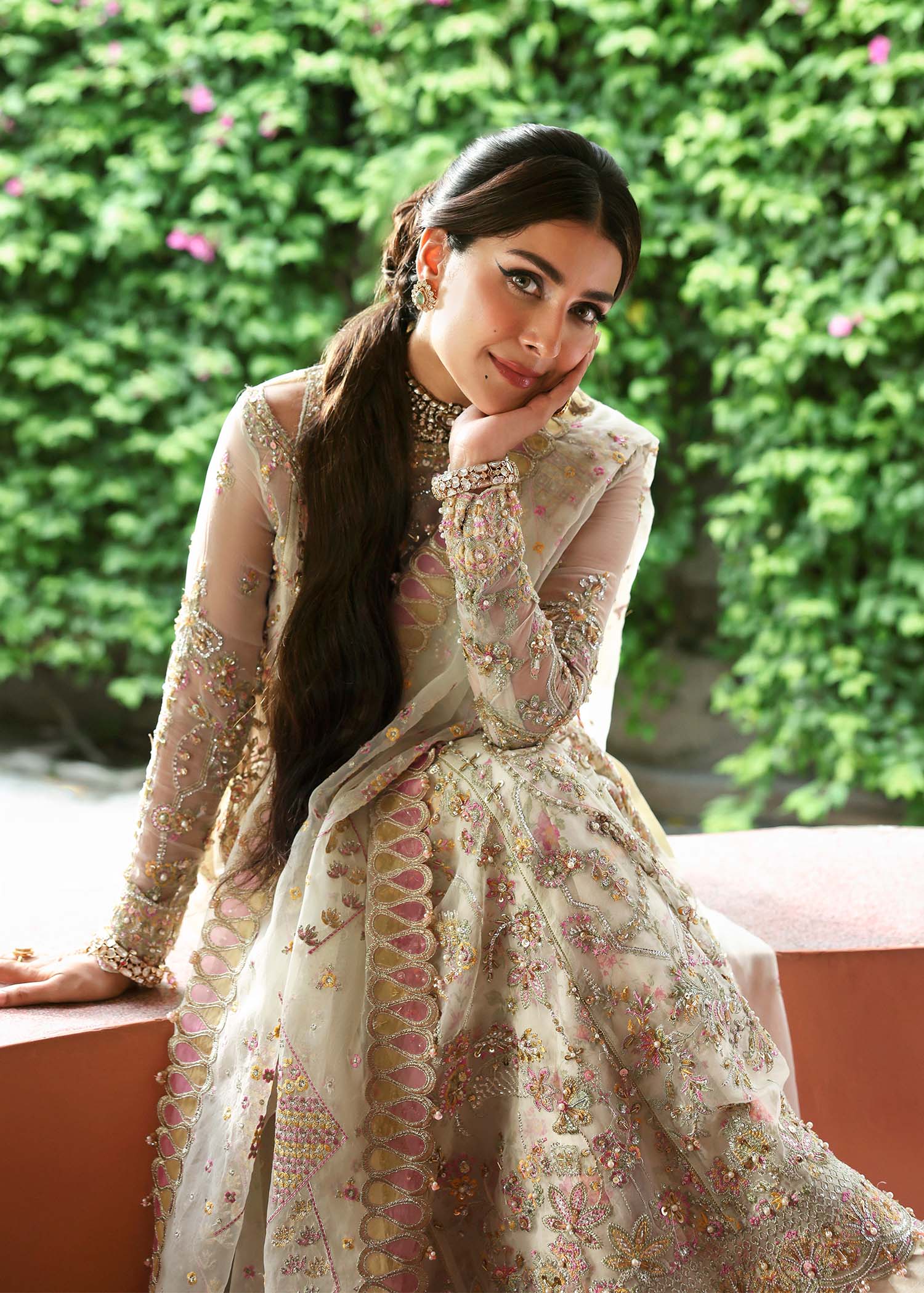 Kanwal Malik Maahi Festive 2025 Chanda in ivory – hand-embellished organza shirt with cutwork neckline, embroidered dupatta, and digital printed trouser available at Highway Fashion”