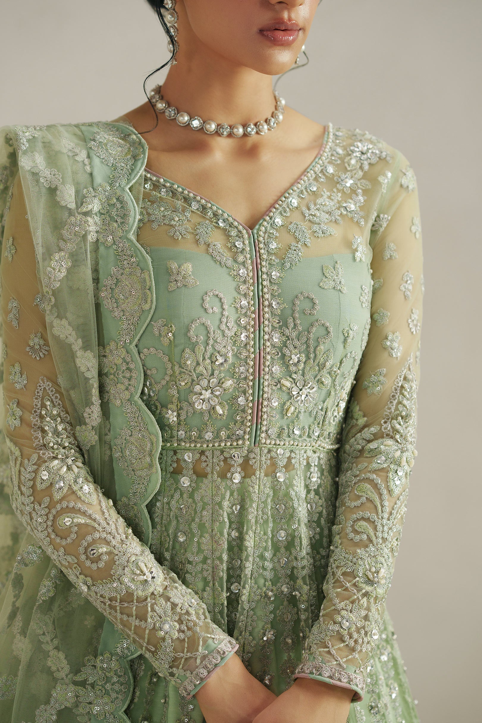 Vera Seafoam Green Pishwas Set