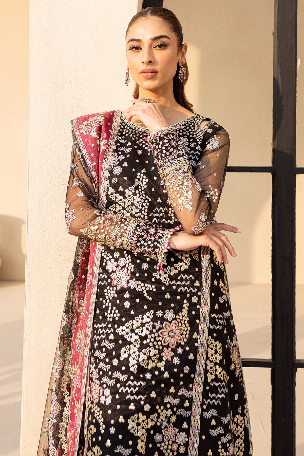 Farasha Stardust Noir premium Pakistani wedding outfit