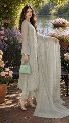 Nooriyah Luxury Embroidered Chiffon By Noor By Saadia Asad | D1 - Pistachio Mist