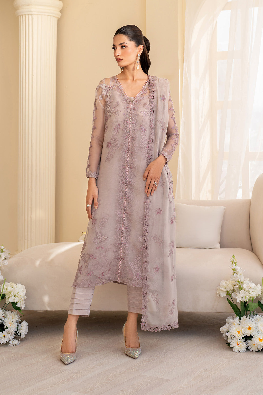 Iznik | Printed Formal | UE-437 Embroidered Pure Organza