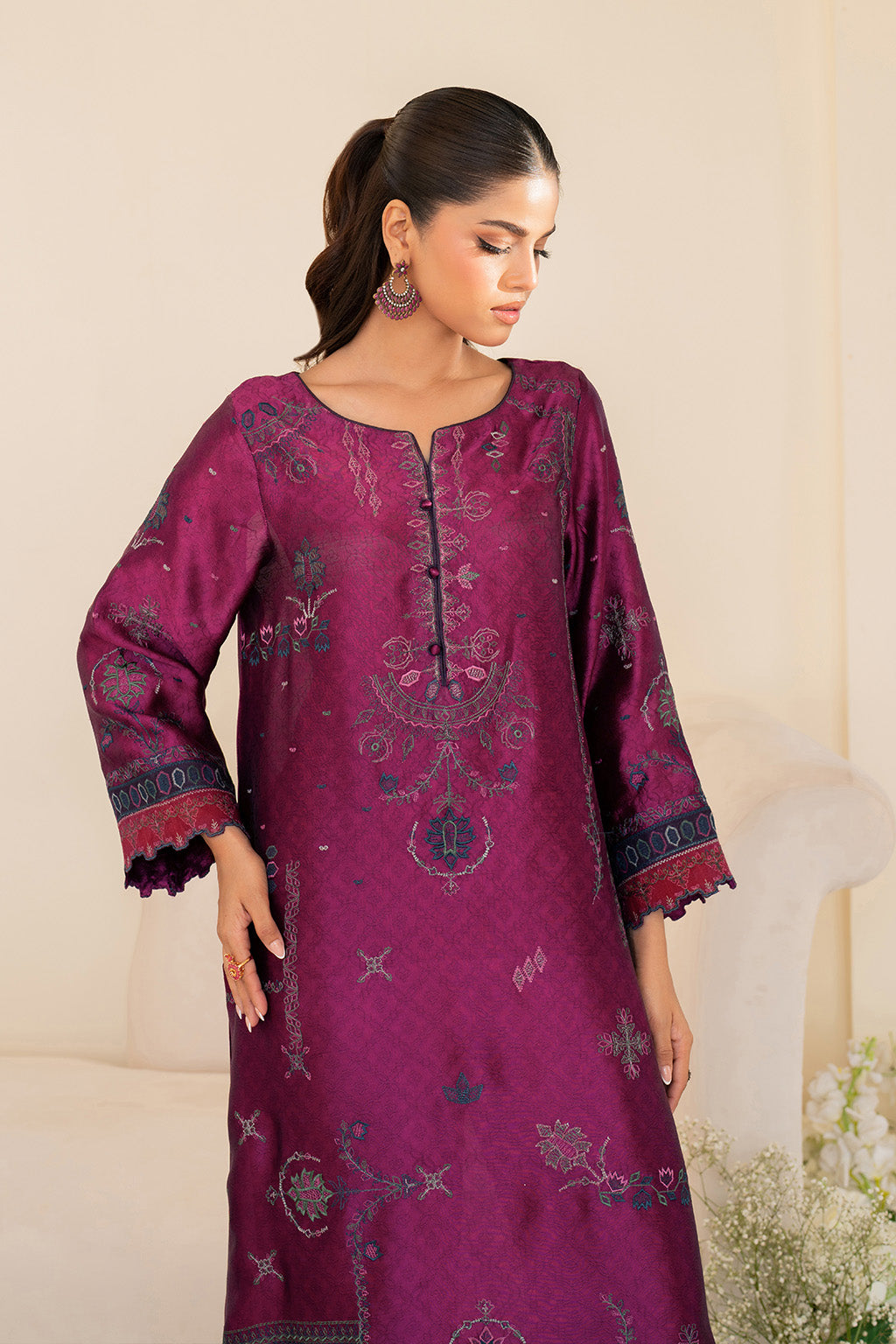 Iznik | Printed Formal | UE-436 Embroidered Pure Jacquard Silk