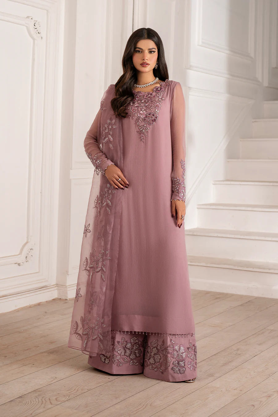 Iznik | Luxury Formal | UE-418 Embroidered Chiffon