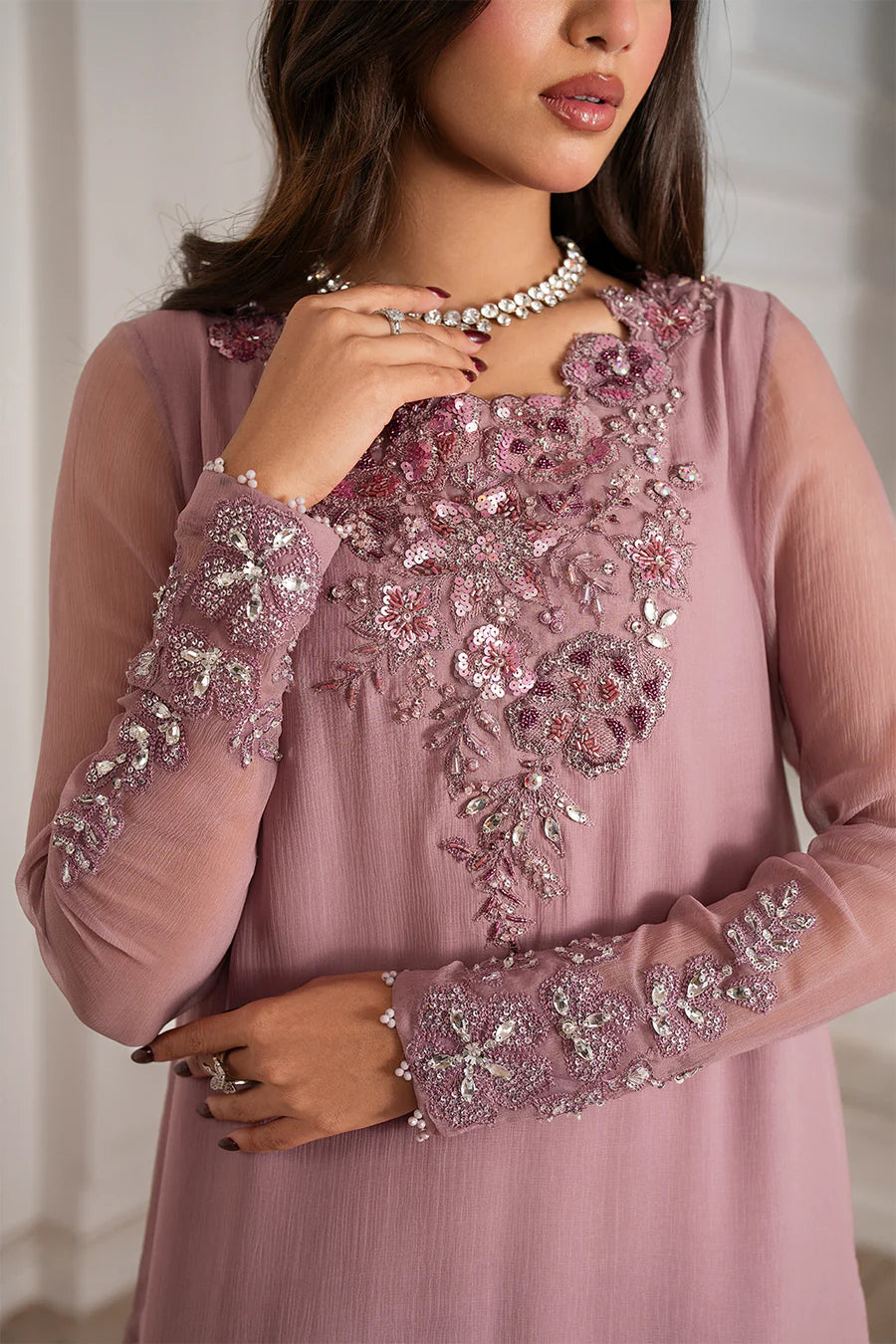 Iznik | Luxury Formal | UE-418 Embroidered Chiffon