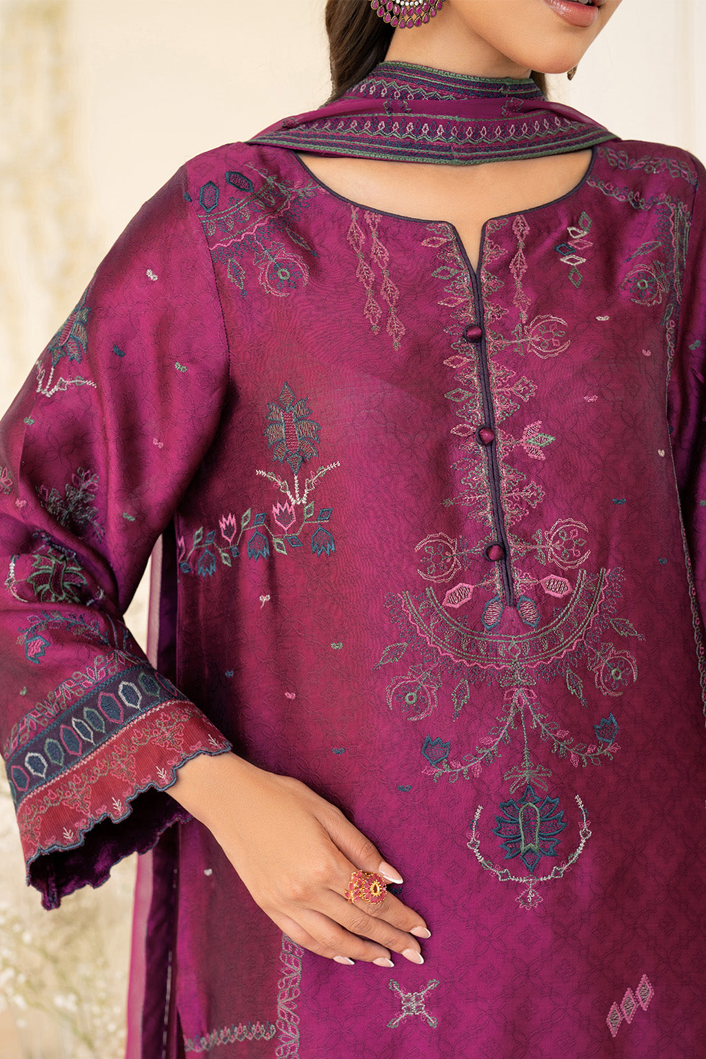 Iznik | Printed Formal | UE-436 Embroidered Pure Jacquard Silk
