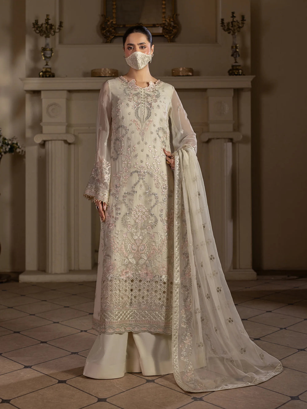 Chandni By Flossie | Safa - 3 Piece Embroidered Chiffon Dress