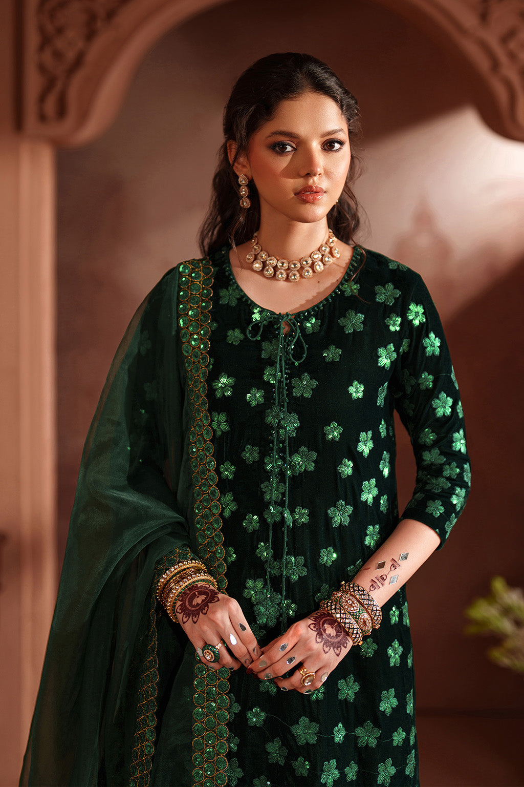 Iznik IV-60 velvet mehndi outfit