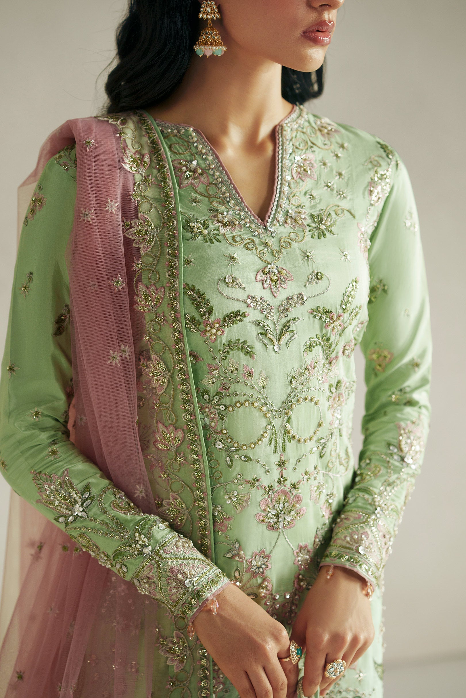 Vera Resham Mint Green Gharara Set