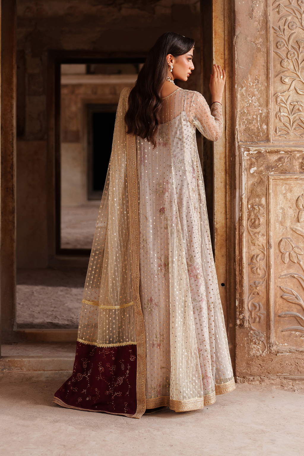 Iznik | Printed Formal | UE-548 Embroidered Net